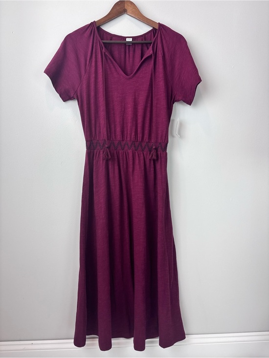 Old Navy Dresses & Skirts - Old Navy Burgundy Maxi Dress Women’s XS Short Sleeve V Neck Smocked Waist Boho